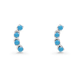 Round Lab Created Blue Opal Climber Stud Earring 925 Sterling Silver Wholesale