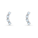 Round Lab Created White Opal Climber Stud Earring 925 Sterling Silver Wholesale