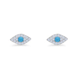 Round Lab Created Blue Opal 6.6mm Marquise Evil Eye Stud Earring 925 Sterling Silver Wholesale