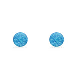 Round 7mm Lab Created Blue Opal Solitaire Stud Earring 925 Sterling Silver Wholesale