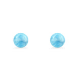 Round 7mm Larimar Solitaire Stud Earring 925 Sterling Silver Wholesale