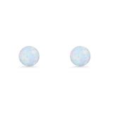 Round 7mm Lab Created White Opal Solitaire Stud Earring 925 Sterling Silver Wholesale