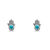 Round 9mm Turquoise Hand Of Hamsa Stud Earring 925 Sterling Silver Wholesale