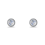 Round Twisted Rope Stud Earring Moonstone 925 Sterling Silver Wholesale