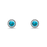 Round Twisted Rope Stud Earring Turquoise 925 Sterling Silver Wholesale