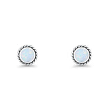 Round Twisted Rope Stud Earring Lab Created White Opal 925 Sterling Silver Wholesale