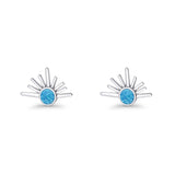 Round 7.5mm Sunset Stud Earring Lab Created Blue Opal 925 Sterling Silver Wholesale