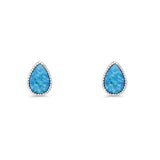 Pear Teardrop Stud Earring 7mm Lab Created Blue Opal 925 Sterling Silver Wholesale