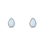 Pear Teardrop Stud Earring 7mm Lab Created White Opal 925 Sterling Silver Wholesale