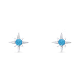 Minimalist 9.6mm Star Stud Earring Lab Created Blue Opal 925 Sterling Silver Wholesale