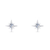 Minimalist 9.6mm Star Stud Earring Moonstone 925 Sterling Silver Wholesale