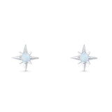 Minimalist 9.6mm Star Stud Earring Lab Created White Opal 925 Sterling Silver Wholesale