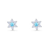 Round 8.7mm Larimar Floral Stud Earring 925 Sterling Silver Wholesale