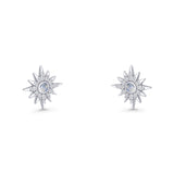 Starburst Stud Earring 10.7mm Moonstone 925 Sterling Silver Wholesale