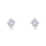 Starburst Stud Earring 10.7mm Lab Created White Opal 925 Sterling Silver Wholesale