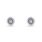 Sunflower Stud Earring 8.6mm Moonstone Oxidized 925 Sterling Silver Wholesale