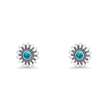 Sunflower Stud Earring 8.6mm Turquoise Oxidized 925 Sterling Silver Wholesale