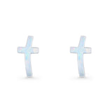 Cross Stud Earring Lab Created White Opal 925 Sterling Silver Wholesale