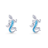 Lizard Stud Earring 13.7mm Lab Created Blue Opal 925 Sterling Silver Wholesale