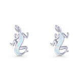 Lizard Stud Earring 13.7mm Lab Created White Opal 925 Sterling Silver Wholesale