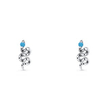 Snake Stud Earrings 12.9mm Lab Created Blue Opal 925 Sterling Silver Wholesale