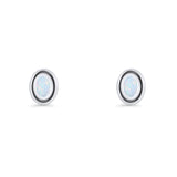 Oval Stud Earring 7.8mm Lab Created White Opal Oxidized 925 Sterling Silver Wholesale