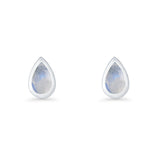 Pear Teardrop 9.3mm Solitaire Moonstone Stud Earring 925 Sterling Silver Wholesale