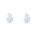 Pear Teardrop 9.3mm Solitaire Lab Created White Opal Stud Earring 925 Sterling Silver Wholesale