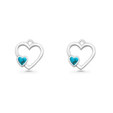 Heart Fishhook Earrings Turquoise Oxidized 925 Sterling Silver Wholesale