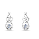 Round Moonstone Celtic Knot Heart Fishhook Earring 925 Sterling Silver