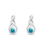 Round Twisted Loop Drop Fishhook Earring Oxidized Turquoise 925 Sterling Silver