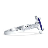 Art Deco Engagement Ring Halo Marquise Blue Sapphire CZ 925 Sterling Silver Wholesale