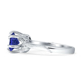 Round Beaded Marquise Vintage Style Blue Sapphire CZ 925 Sterling Silver Wholesale