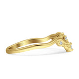 Curved Contour Leaves Band Cubic Zirconia Yellow Tone 925 Sterling Silver