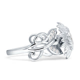 Sunflower Twisted Vine Leaf Engagement Ring Cubic Zirconia 925 Sterling Silver Wholesale