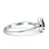 Pear Teardrop Halo Black CZ Solitaire Ring 925 Sterling Silver Wholesale