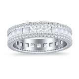 Full Eternity Band Princess Cut Cubic Zirconia 925 Sterling Silver Wholesale