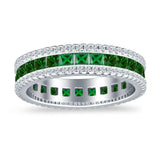 Full Eternity Band Princess Cut Green Emerald CZ 925 Sterling Silver Wholesale