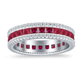 Full Eternity Band Princess Cut Ruby CZ 925 Sterling Silver Wholesale