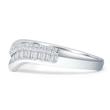 Half Eternity Band 6.3mm Curved Contour Ring Cubic Zirconia 925 Sterling Silver Wholesale