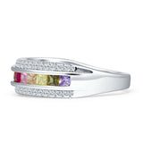 Half Eternity Rainbow Ring