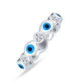 Evil Eye 4mm Round Cubic Zirconia Stackable Band 925 Sterling Silver Wholesale