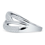 Crossover Ring 8.7mm Double Row Woven Cubic Zirconia Band 925 Sterling Silver Wholesale