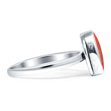 Oval 10mm Red Coral Oxidized Solitaire Ring 925 Sterling Silver Wholesale