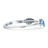 Round 10mm Lab Created Blue Opal Twisted Rope Feather Ring Oxidized 925 Sterling Silver Wholesale