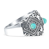 Round 14mm Filigree Weave Bali Turquoise Ring Oxidized 925 Sterling Silver Wholesale