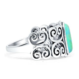 Oval 12mm Turquoise Oxidized Filigree Ring 925 Sterling Silver Wholesale