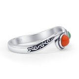 Turquoise & Red Coral Ring