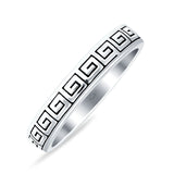 Greek Key Spiral Band 4mm Oxidized 925 Sterling Silver Wholesale