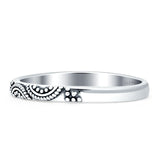 Minimalist Swirl Bali Style 2mm Oxidized Beaded Band 925 Sterling Silver Wholesale